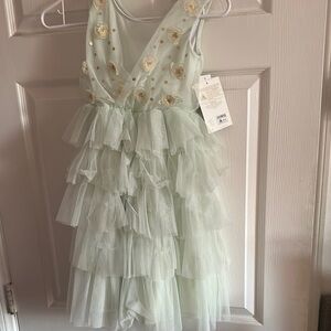 Elegant Mint Green Ruffled Kids Dress